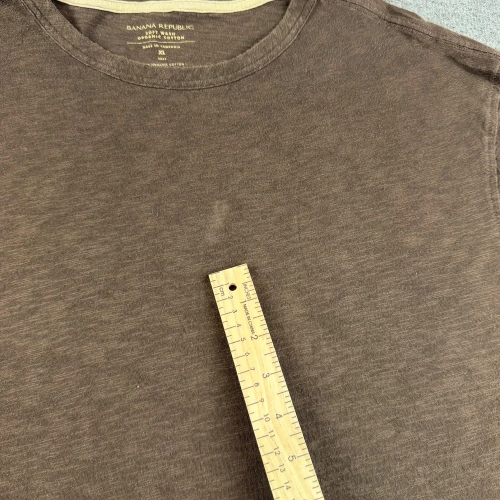 Banana Republic T-Shirt Mens XL Tall Brown Soft Wash Organic Cotton Short Sleeve